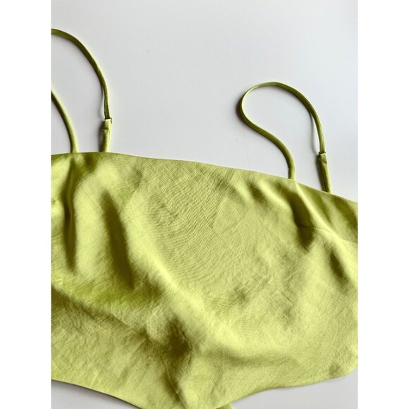 NWOT Aritzia SUNDAY BEST Elektra Green Satin Tie Back Cropped Tank Top, Size M - Picture 6 of 14
